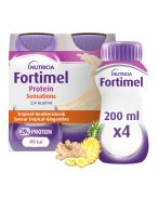 Fortimel Protein Sensations 2.4kcal Saveur Tropical-Gingembre Complément Nutritionnel Dénutrition Bouteilles | 4 x 200 ml