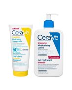 CeraVe Lait Solaire Invisible Hydratant SPF 50+ + Lait Hydratant Intensif | 177 + 473 ml
