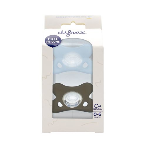 Difrax Sucette en Silicone Natural 0-6 Mois Ice/Clay | 2 pièces