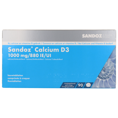 Sandoz Calcium D3 1000 mg/880 UI | 90 comprimés à croquer