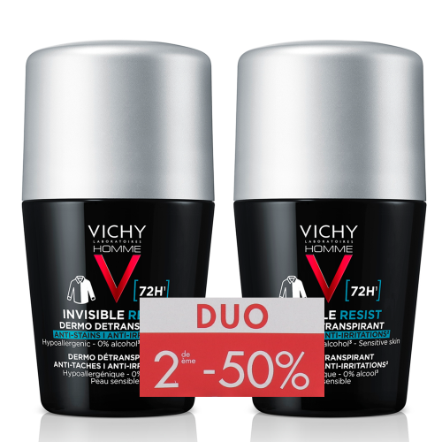Vichy Homme Invisible Resist 72H Dermo Détranspirant DUO | 2 x 50 ml PROMO