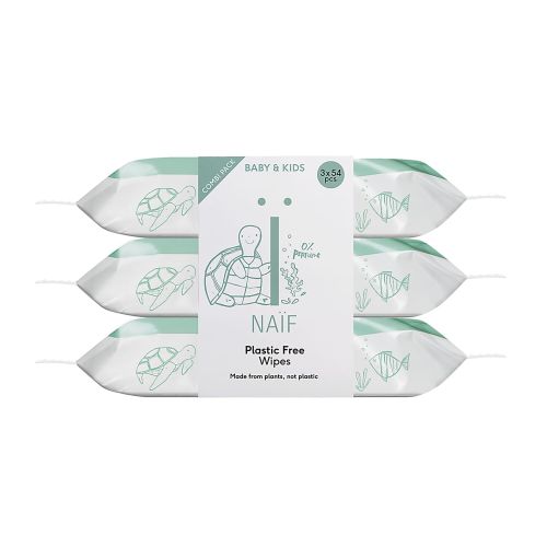 Naïf Baby & Kids Plastic Free Wipes | 3 x 54 pièces