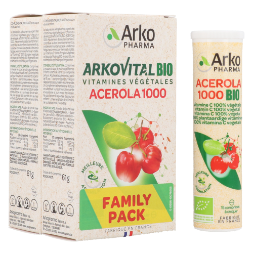 Arkovital Acérola 1000 Bio | 2 x 30 comprimés à croquer PROMO