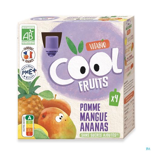 Vitabio Cool Fruits Pomme Mangue Ananas | 4 x 90 g