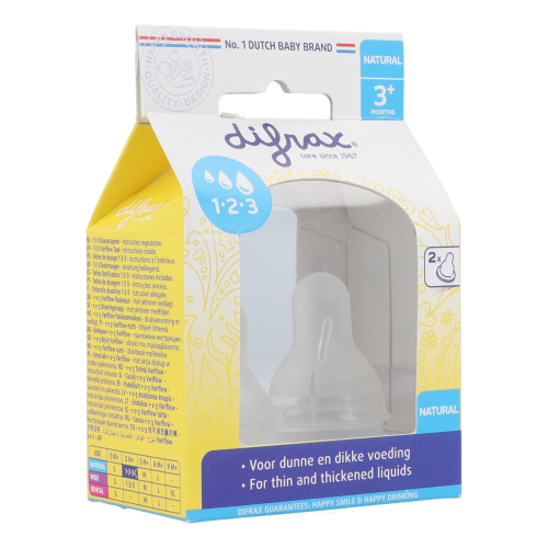 Difrax Tétine de Dosage 1-2-3 Natural | 2 pièces