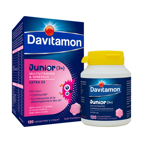 Davitamon Junior Framboise | 120 comprimés à croquer